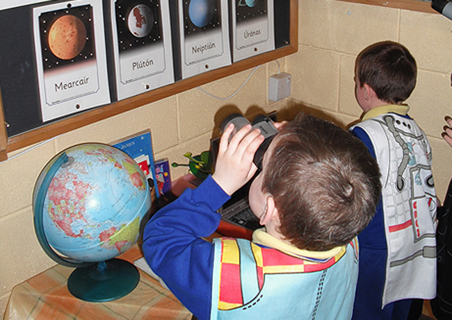 Gaelscoil Children in Science Class